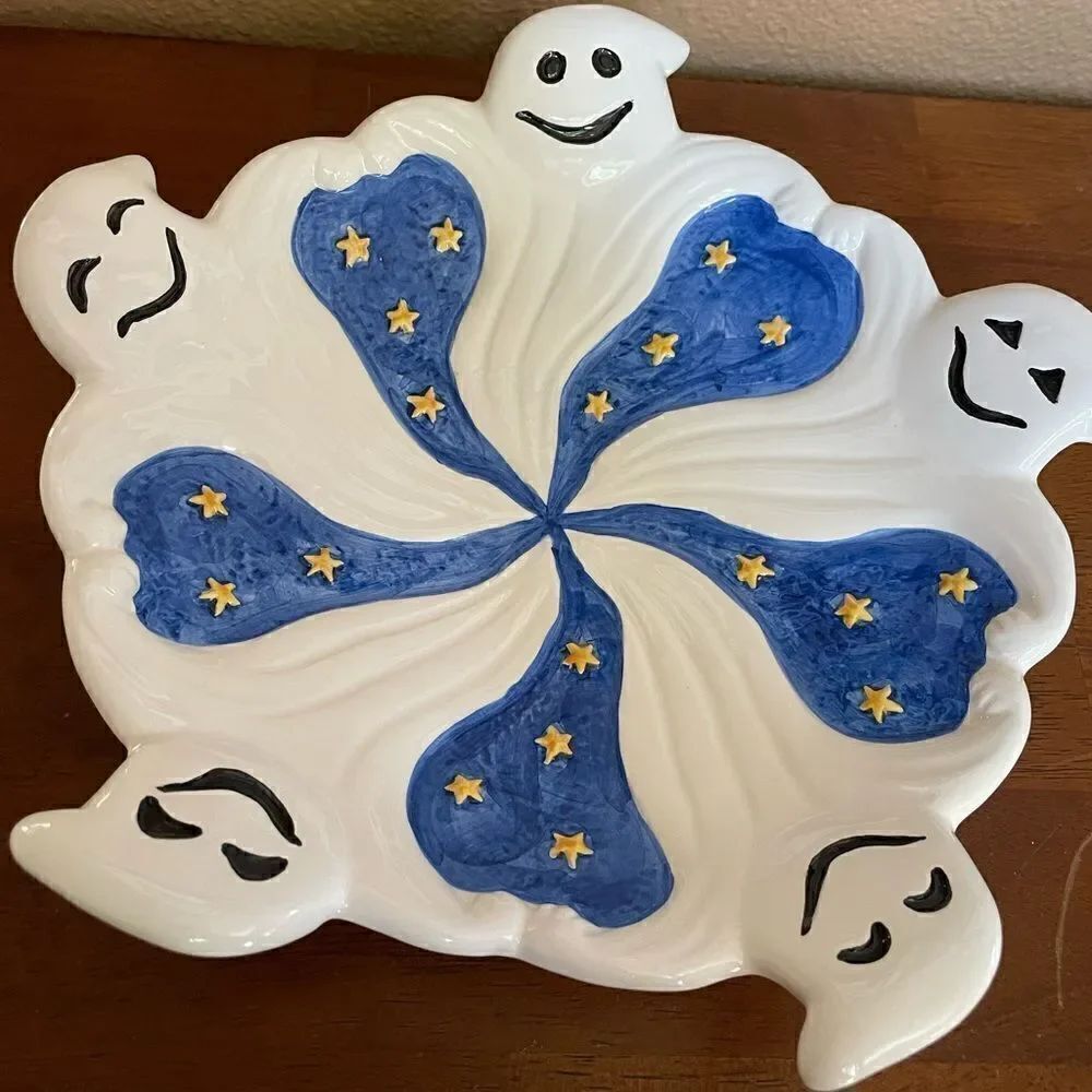 Pacific Rim Hand Painted Ghost Stars Plate Vintage HTF!